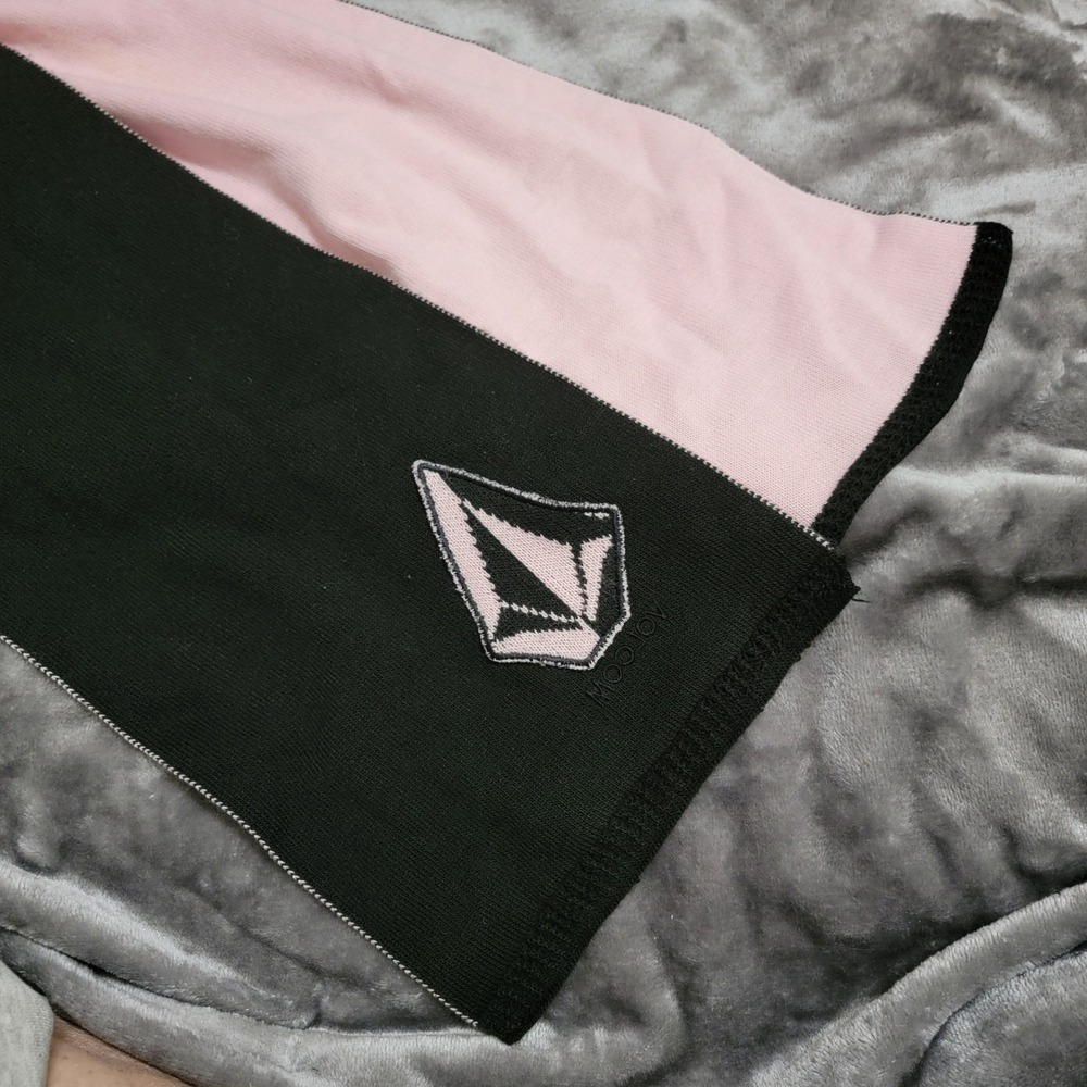 Volcom Knit Scarf Womens OS Black Pink Excellent Embroidered Logo Skate M932